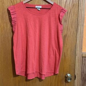 Liz Claiborne ruffle sleeve sz XXL‎ womens top coral color